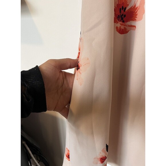 Aritzia Wilfred Cream Pink Floral Print Off Shoulder Flowy Mini Dress Si… - Picture 6 of 10